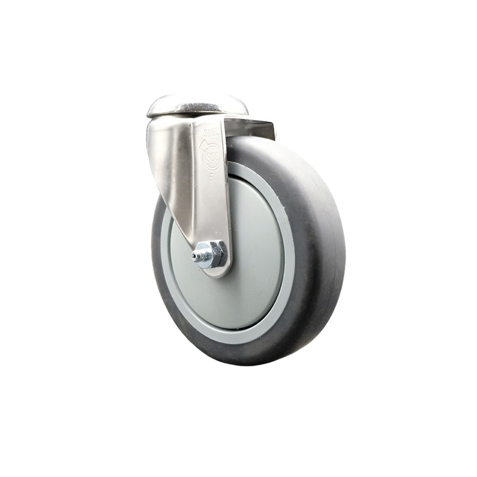 Service Caster, 5in. x 1 1/4in. Stem Caster, Wheel Diameter 5 in, Caster Type Swivel, Package (qty.) 1, Model# SCC-SS316BH20S514-TPRB